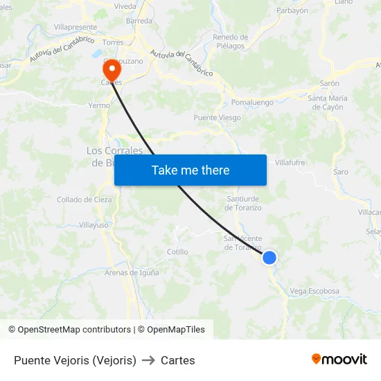 Puente Vejoris (Vejoris) to Cartes map