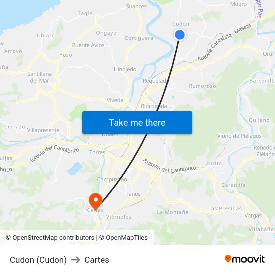 Cudon (Cudon) to Cartes map