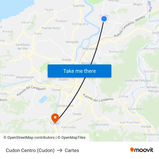 Cudon Centro (Cudon) to Cartes map