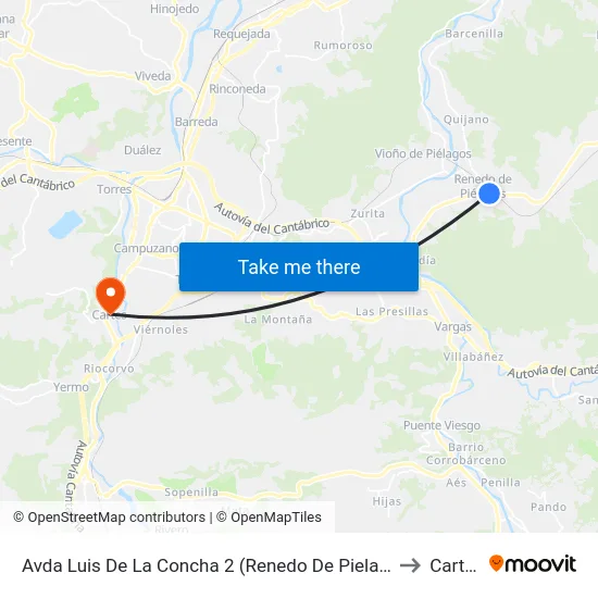 Avda Luis De La Concha 2 (Renedo De Pielagos) to Cartes map
