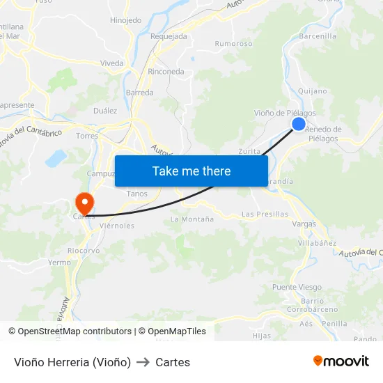 Vioño Herreria (Vioño) to Cartes map