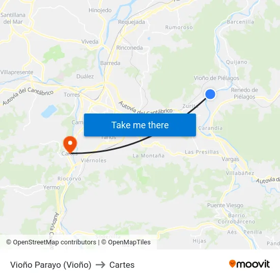 Vioño Parayo (Vioño) to Cartes map
