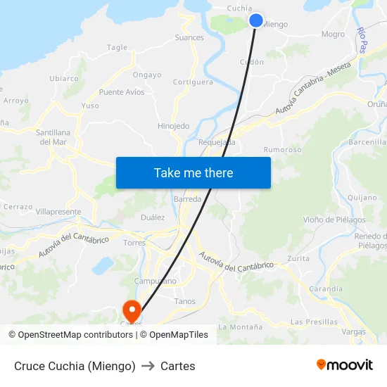 Cruce Cuchia (Miengo) to Cartes map