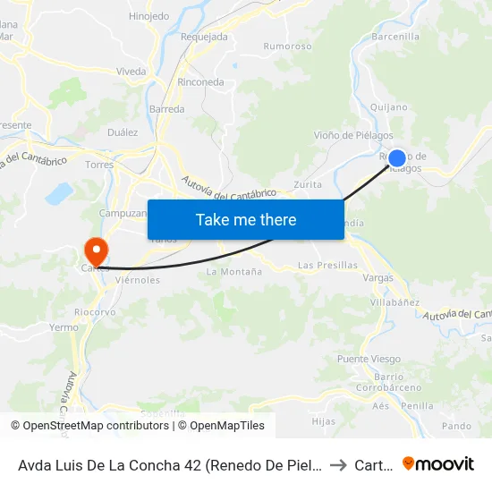 Avda Luis De La Concha 42 (Renedo De Pielagos) to Cartes map