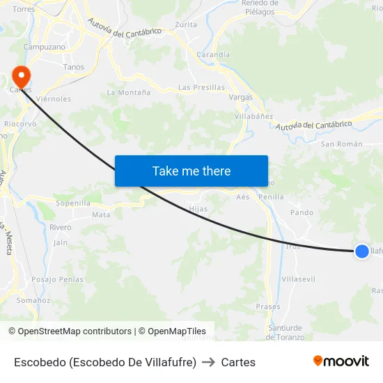 Escobedo (Escobedo De Villafufre) to Cartes map