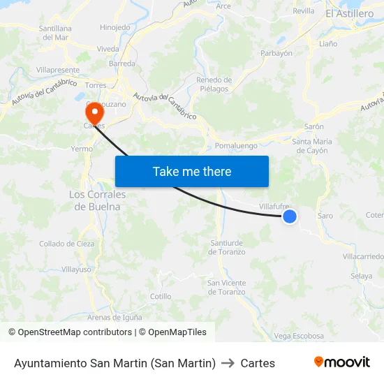 Ayuntamiento San Martin (San Martin) to Cartes map