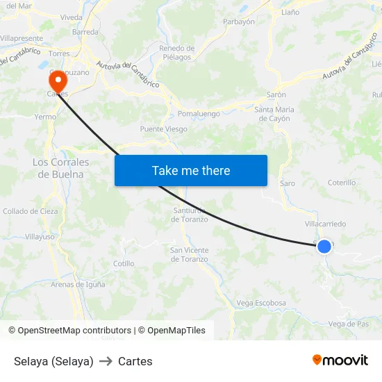 Selaya (Selaya) to Cartes map