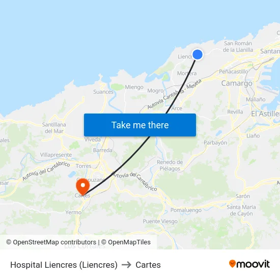 Hospital Liencres (Liencres) to Cartes map