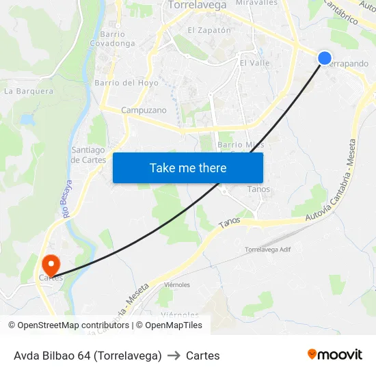 Avda Bilbao 64 (Torrelavega) to Cartes map