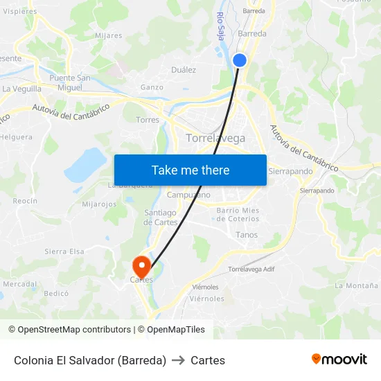 Colonia El Salvador (Barreda) to Cartes map