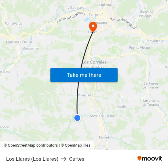 Los Llares (Los Llares) to Cartes map
