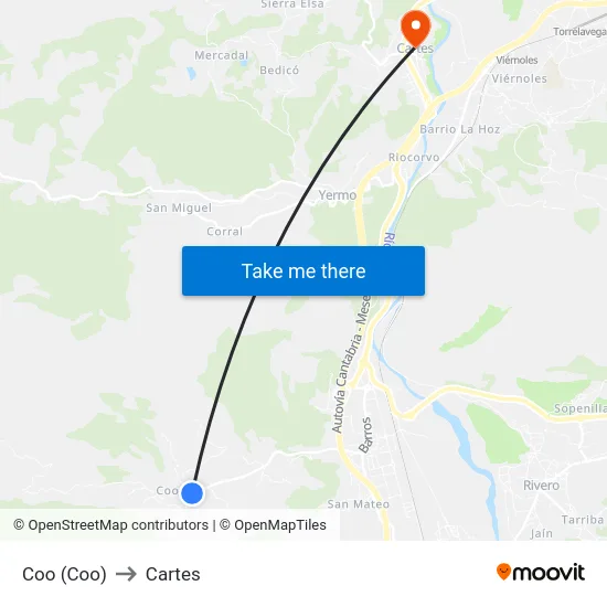 Coo (Coo) to Cartes map