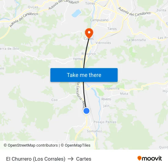 El Churrero (Los Corrales) to Cartes map
