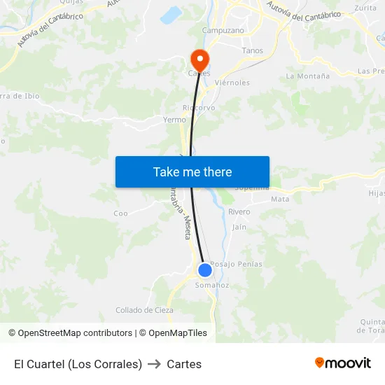 El Cuartel (Los Corrales) to Cartes map