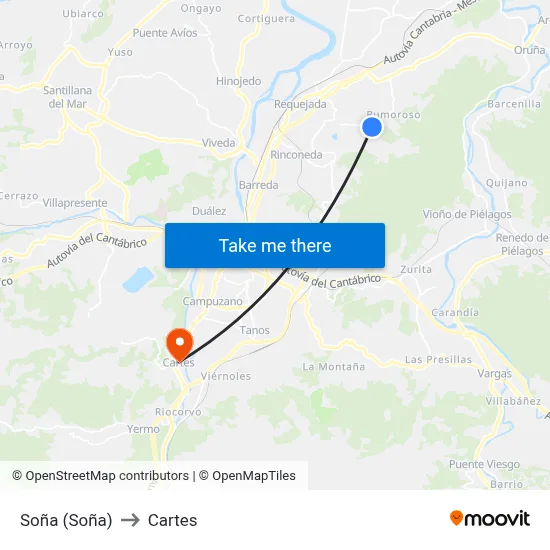 Soña (Soña) to Cartes map
