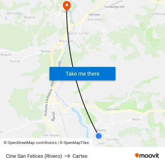 Cine San Felices (Rivero) to Cartes map