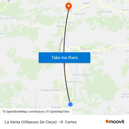 La Venta (Villasuso De Cieza) to Cartes map