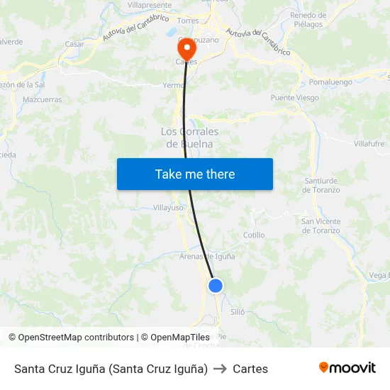 Santa Cruz Iguña (Santa Cruz Iguña) to Cartes map