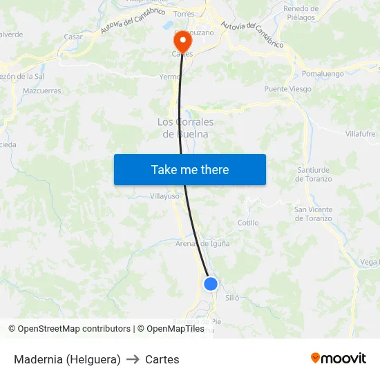Madernia (Helguera) to Cartes map
