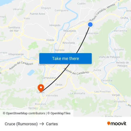 Cruce (Rumoroso) to Cartes map