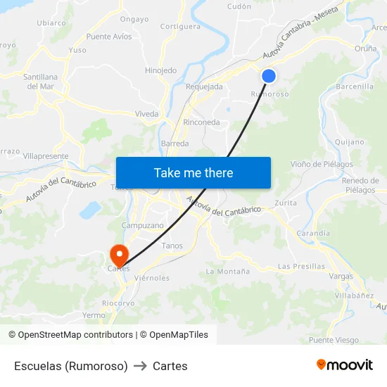 Escuelas (Rumoroso) to Cartes map