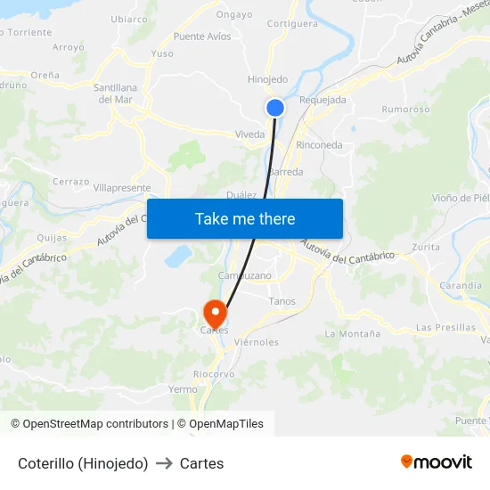 Coterillo (Hinojedo) to Cartes map