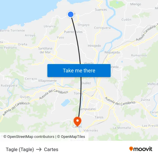 Tagle (Tagle) to Cartes map