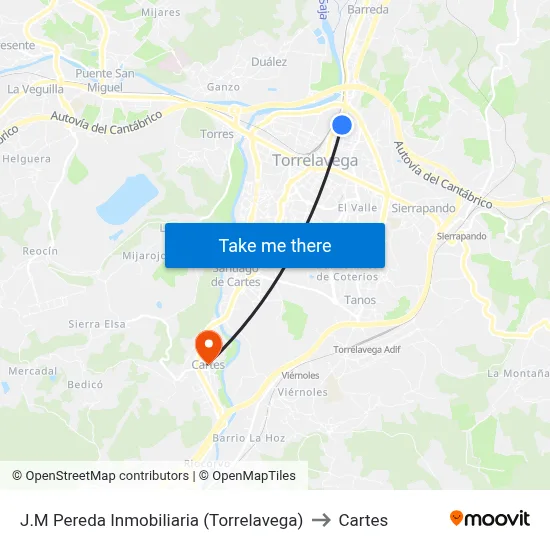 J.M Pereda Inmobiliaria (Torrelavega) to Cartes map