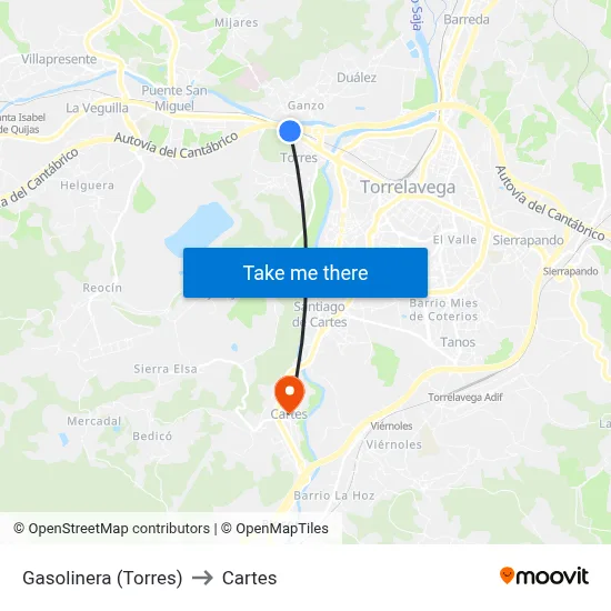Gasolinera (Torres) to Cartes map