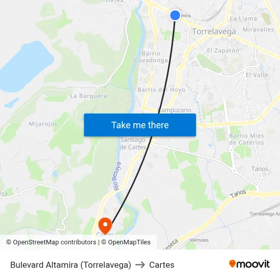 Bulevard Altamira (Torrelavega) to Cartes map