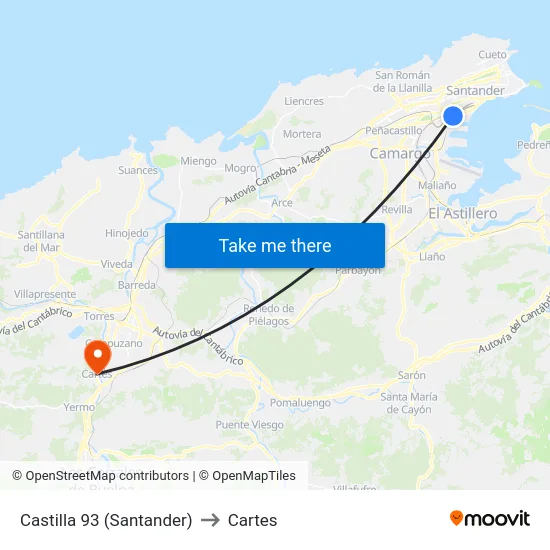 Castilla 93 (Santander) to Cartes map