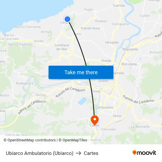 Ubiarco Ambulatorio (Ubiarco) to Cartes map