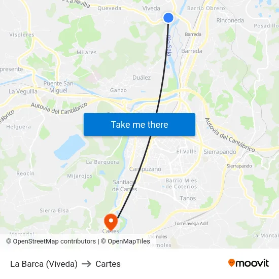 La Barca (Viveda) to Cartes map