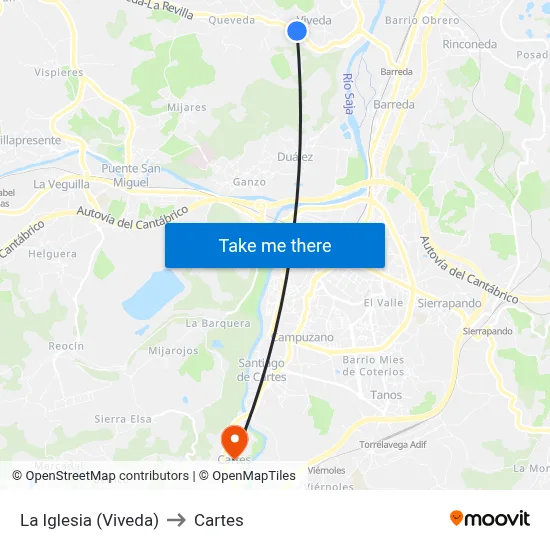 La Iglesia (Viveda) to Cartes map