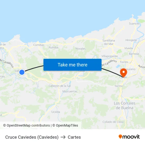 Cruce Caviedes (Caviedes) to Cartes map