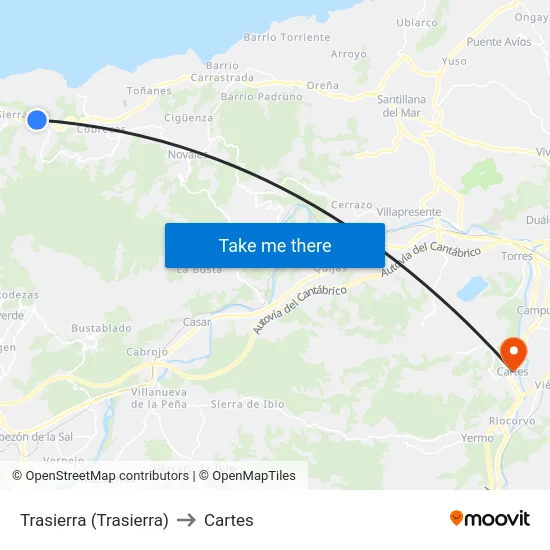 Trasierra (Trasierra) to Cartes map