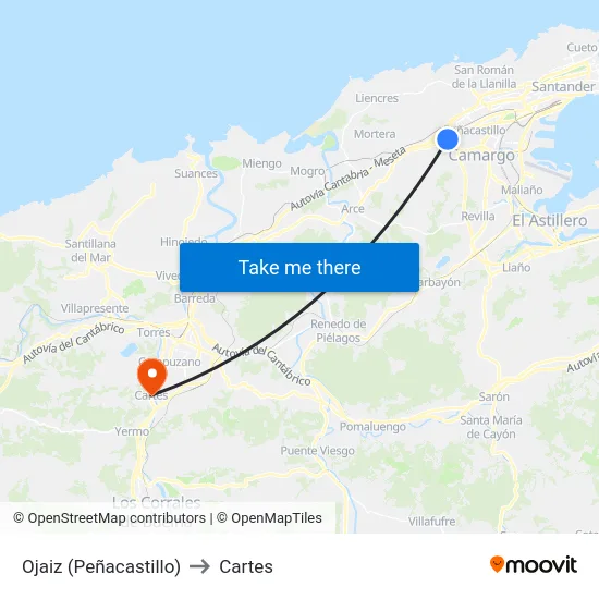 Ojaiz (Peñacastillo) to Cartes map