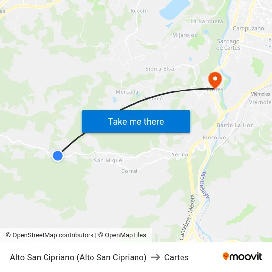 Alto San Cipriano (Alto San Cipriano) to Cartes map