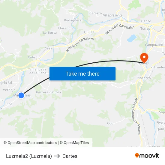 Luzmela2 (Luzmela) to Cartes map