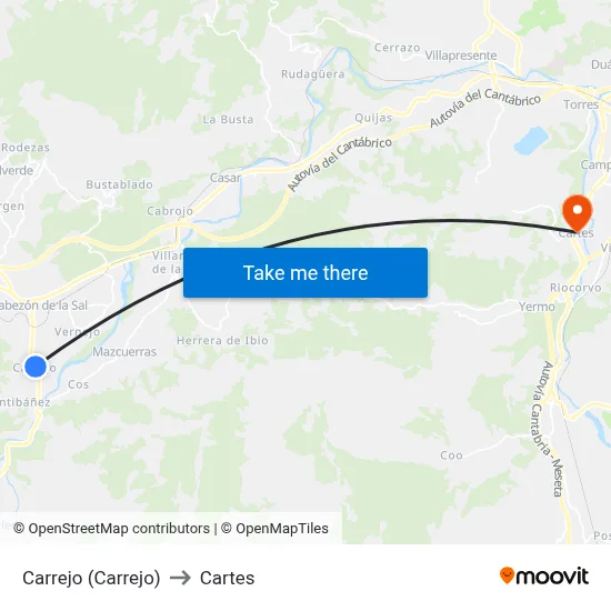 Carrejo (Carrejo) to Cartes map