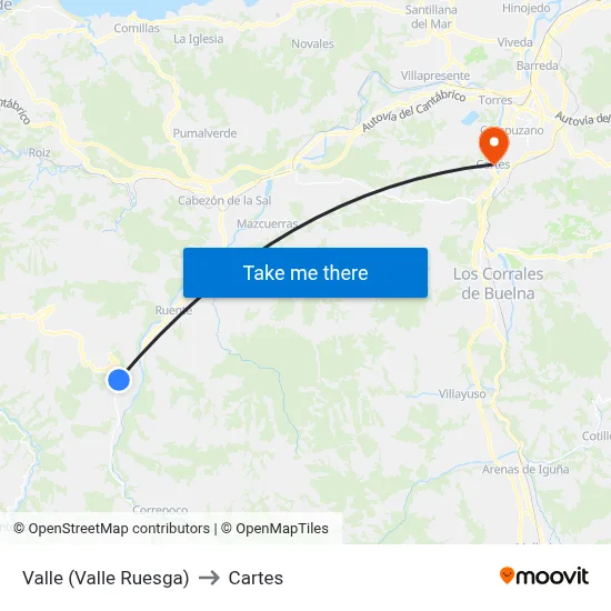 Valle (Valle Ruesga) to Cartes map