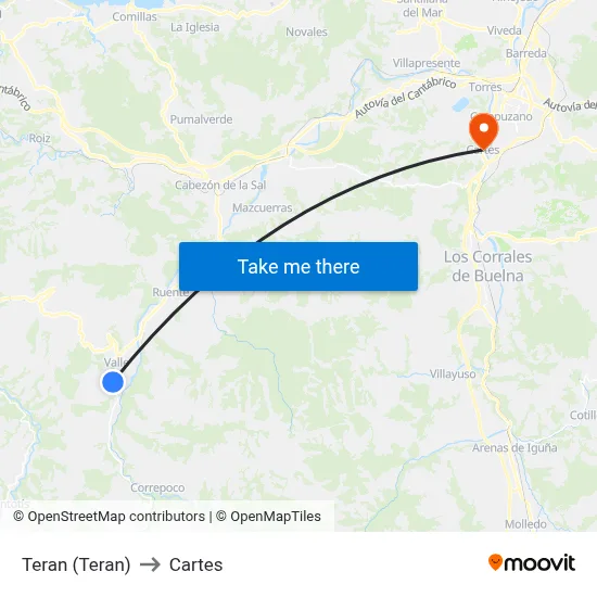 Teran (Teran) to Cartes map
