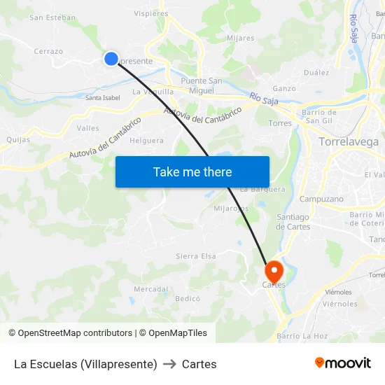 La Escuelas (Villapresente) to Cartes map