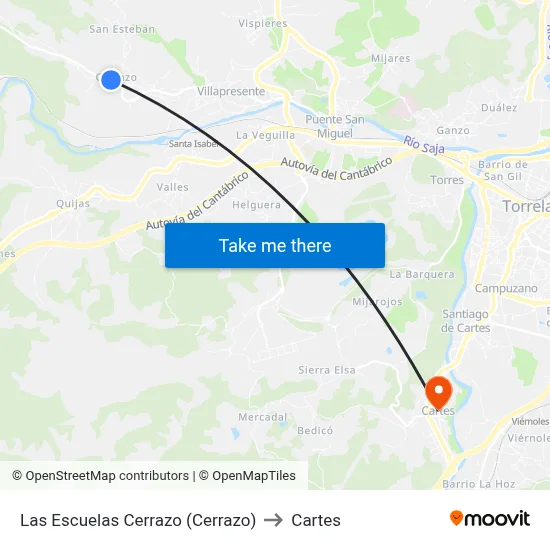 Las Escuelas Cerrazo (Cerrazo) to Cartes map