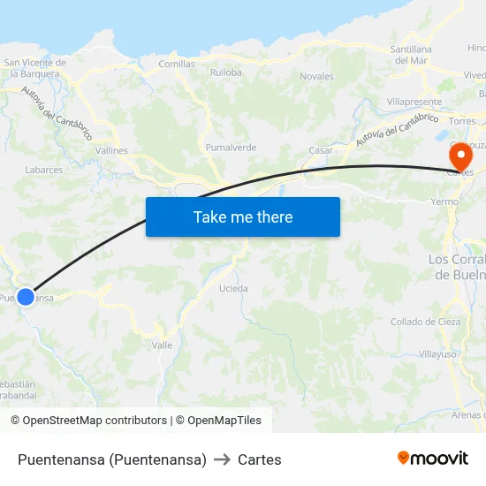 Puentenansa (Puentenansa) to Cartes map