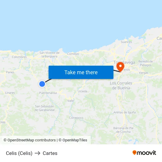 Celis (Celis) to Cartes map