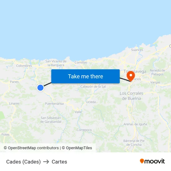 Cades (Cades) to Cartes map