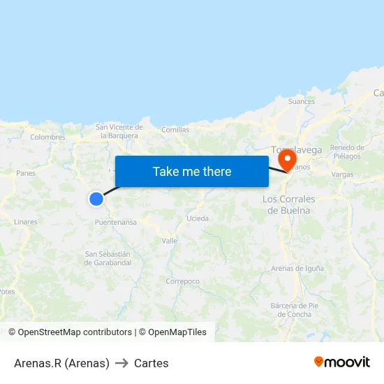 Arenas.R (Arenas) to Cartes map