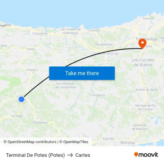 Terminal De Potes (Potes) to Cartes map