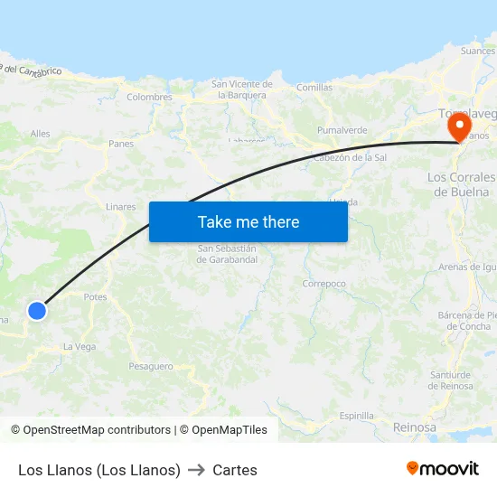 Los Llanos (Los Llanos) to Cartes map